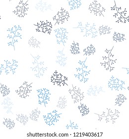 Dark BLUE vector seamless elegant background with branches. Colorful illustration in doodle style with leaves, branches. Design for textile, fabric, wallpapers.