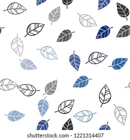 Dark BLUE vector seamless elegant template with leaves. Colorful abstract illustration with leaves in doodle style. Pattern for trendy fabric, wallpapers.