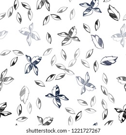 Dark BLUE vector seamless elegant template with leaves. New colorful illustration in doodle style with leaves. Pattern for design of window blinds, curtains.