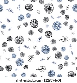 Dark BLUE vector seamless elegant pattern with leaves and flowers. Colorful illustration in doodle style with leaves, flowers. Design for wallpaper, fabric makers.
