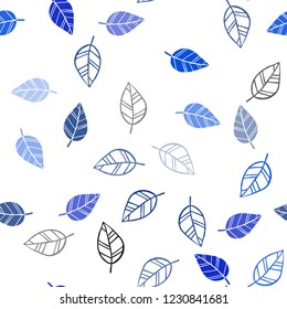 Dark BLUE vector seamless elegant wallpaper with leaves. Colorful illustration in doodle style with leaves. Pattern for design of window blinds, curtains.