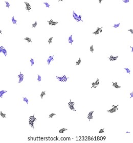 Dark BLUE vector seamless elegant pattern with leaves. New colorful illustration in doodle style with leaves. Pattern for design of window blinds, curtains.