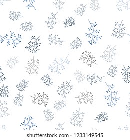 Dark BLUE vector seamless elegant wallpaper with branches. Leaves, branches in natural style on white background. Template for business cards, websites.