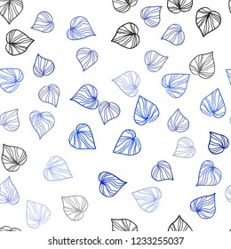 Dark BLUE vector seamless elegant pattern with leaves. Creative illustration in blurred style with leaves. Pattern for trendy fabric, wallpapers.