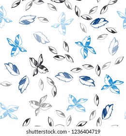 Dark BLUE vector seamless elegant template with leaves. Decorative illustration with doodles on abstract template. Trendy design for wallpaper, fabric makers.