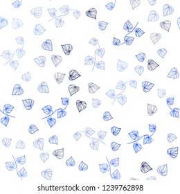 Dark BLUE vector seamless elegant background with leaves. Creative illustration in blurred style with leaves. Template for business cards, websites.