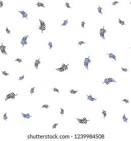 Dark BLUE vector seamless elegant wallpaper with leaves. A vague abstract illustration with leaves in doodles style. Pattern for trendy fabric, wallpapers.