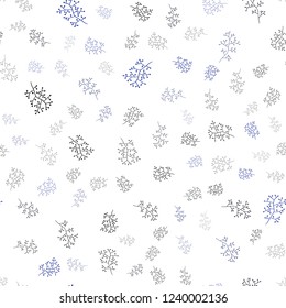 Dark BLUE vector seamless elegant wallpaper with leaves, branches. Shining colored illustration with leaves and branches. Pattern for design of window blinds, curtains.