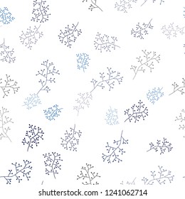Dark BLUE vector seamless elegant background with branches. An elegant bright illustration with leaves and branches. Template for business cards, websites.