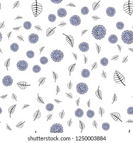 Dark BLUE vector seamless elegant background with leaves, flowers. Brand new colored illustration with leaves and flowers. Pattern for design of fabric, wallpapers.
