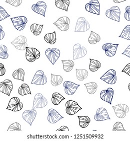 Dark BLUE vector seamless elegant wallpaper with leaves. Blurred decorative design in Indian style with leaves. Trendy design for wallpaper, fabric makers.