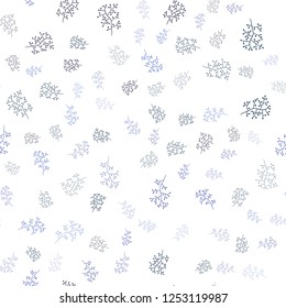 Dark BLUE vector seamless elegant template with leaves, branches. An elegant bright illustration with leaves and branches. Design for textile, fabric, wallpapers.