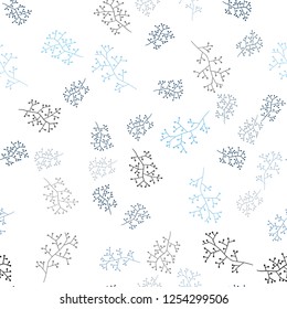 Dark BLUE vector seamless elegant background with branches. Colorful illustration in doodle style with leaves, branches. Design for textile, fabric, wallpapers.