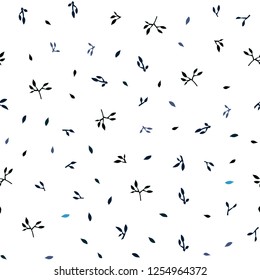 Dark BLUE vector seamless elegant pattern with leaves. A vague abstract illustration with leaves in doodles style. Pattern for trendy fabric, wallpapers.