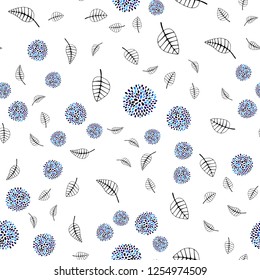 Dark BLUE vector seamless elegant background with leaves, flowers. Colorful illustration in doodle style with leaves, flowers. Pattern for trendy fabric, wallpapers.