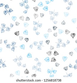 Dark BLUE vector seamless elegant wallpaper with leaves. leaves on elegant natural pattern with gradient. Trendy design for wallpaper, fabric makers.