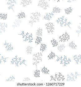 Dark BLUE vector seamless elegant wallpaper with branches. Leaves, branches in natural style on white background. Texture for window blinds, curtains.