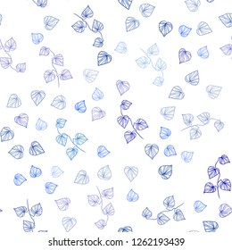 Dark BLUE vector seamless elegant background with leaves. Modern geometrical abstract illustration with leaves. Pattern for design of window blinds, curtains.