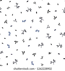 Dark BLUE vector seamless elegant template with leaves. Shining colored illustration with leaves in doodle style. Design for textile, fabric, wallpapers.