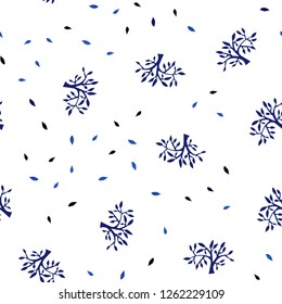 Dark BLUE vector seamless elegant template with leaves, branches. An elegant bright illustration with leaves and branches. Texture for window blinds, curtains.