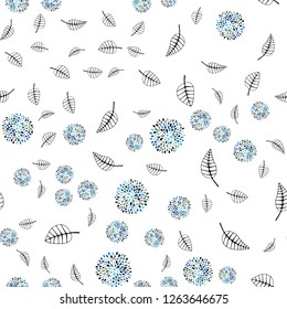 Dark BLUE vector seamless elegant background with leaves, flowers. Creative illustration in blurred style with leaves, flowers. Design for textile, fabric, wallpapers.