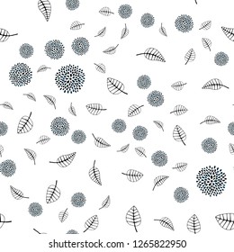 Dark BLUE vector seamless elegant background with leaves, flowers. Gradient Leaves, flowers on white background. Pattern for design of window blinds, curtains.