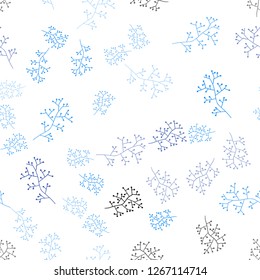 Dark BLUE vector seamless elegant pattern with branches. Doodle illustration of leaves and branches in Origami style. Template for business cards, websites.