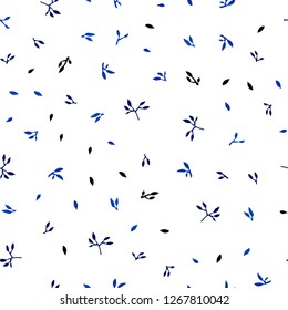 Dark BLUE vector seamless elegant wallpaper with leaves. Doodle illustration of leaves in Origami style with gradient. Template for business cards, websites.