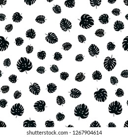 Dark BLUE vector seamless elegant pattern with leaves. leaves on blurred abstract background with gradient. Design for textile, fabric, wallpapers.