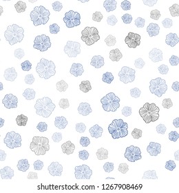 Dark BLUE vector seamless elegant template with flowers. Creative illustration in blurred style with flowers. Texture for window blinds, curtains.