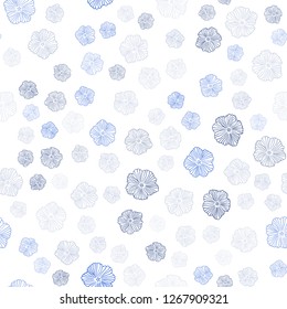 Dark BLUE vector seamless elegant wallpaper with flowers. Flowers with gradient on white background. Design for wallpaper, fabric makers.