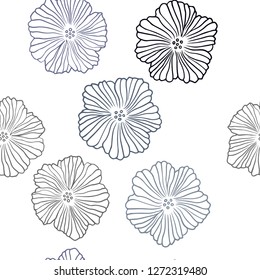 Dark BLUE vector seamless elegant template with flowers. Glitter abstract illustration with flowers. Texture for window blinds, curtains.