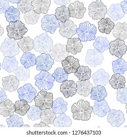 Dark BLUE vector seamless elegant background with flowers. An elegant bright illustration with flowers. Texture for window blinds, curtains.