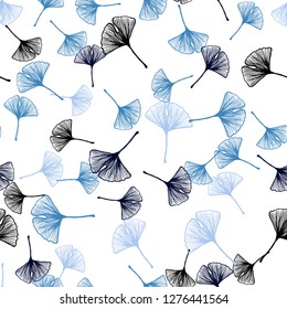 Dark BLUE vector seamless elegant pattern with leaves. leaves on elegant natural pattern with gradient. Pattern for trendy fabric, wallpapers.
