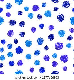 Dark BLUE vector seamless elegant template with leaves. Modern geometrical abstract illustration with leaves. Design for wallpaper, fabric makers.