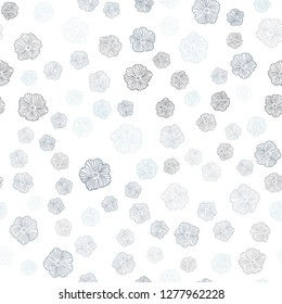 Dark BLUE vector seamless elegant wallpaper with flowers. Flowers in natural style on white background. Design for textile, fabric, wallpapers.