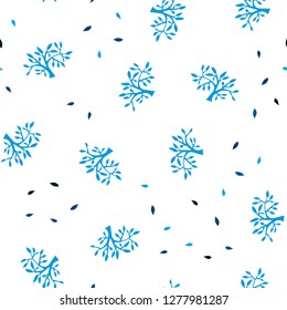 Dark BLUE vector seamless elegant wallpaper with leaves, branches. Doodle illustration of leaves and branches in Origami style. Design for textile, fabric, wallpapers.