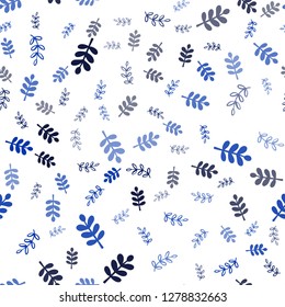 Dark BLUE vector seamless elegant pattern with leaves, branches. An elegant bright illustration with leaves and branches. Pattern for design of fabric, wallpapers.