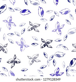 Dark BLUE vector seamless elegant background with leaves. Colorful abstract illustration with leaves in doodle style. Trendy design for wallpaper, fabric makers.