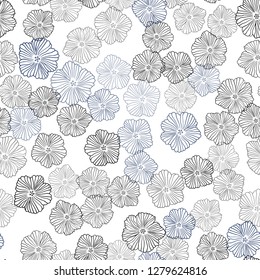 Dark BLUE vector seamless elegant template with flowers. Colorful illustration in doodle style with flowers. Template for business cards, websites.