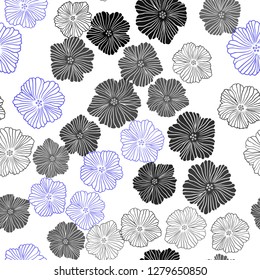 Dark BLUE vector seamless elegant background with flowers. Colorful illustration with flowers in doodle style. Template for business cards, websites.