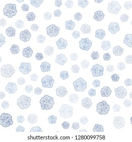 Dark BLUE vector seamless elegant background with flowers. Creative illustration in blurred style with flowers. Template for business cards, websites.