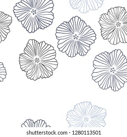 Dark BLUE vector seamless elegant pattern with flowers. Modern abstract illustration with flowers. Texture for window blinds, curtains.