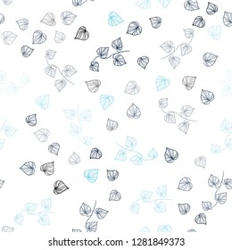 Dark BLUE vector seamless elegant wallpaper with leaves. Doodle illustration of leaves in Origami style with gradient. Design for textile, fabric, wallpapers.
