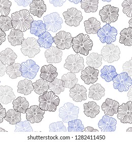 Dark BLUE vector seamless elegant background with flowers. Brand new colored illustration with flowers. Pattern for design of fabric, wallpapers.