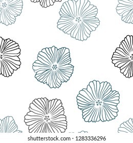 Dark BLUE vector seamless elegant template with flowers. Creative illustration in blurred style with flowers. Texture for window blinds, curtains.