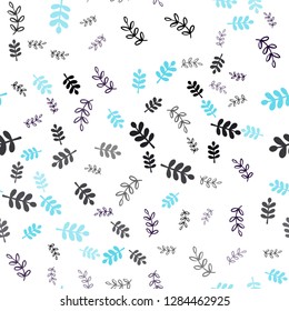 Dark BLUE vector seamless elegant template with leaves, branches. Brand new colored illustration with leaves and branches. Template for business cards, websites.
