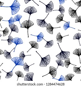 Dark BLUE vector seamless elegant pattern with leaves. Brand new colored illustration in blurry style with leaves. Design for wallpaper, fabric makers.