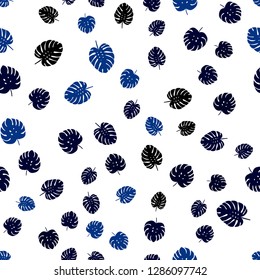 Dark BLUE vector seamless elegant template with leaves. leaves on elegant natural pattern with gradient. Design for textile, fabric, wallpapers.