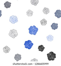 Dark BLUE vector seamless elegant template with flowers. Brand new colored illustration with flowers. Pattern for trendy fabric, wallpapers.